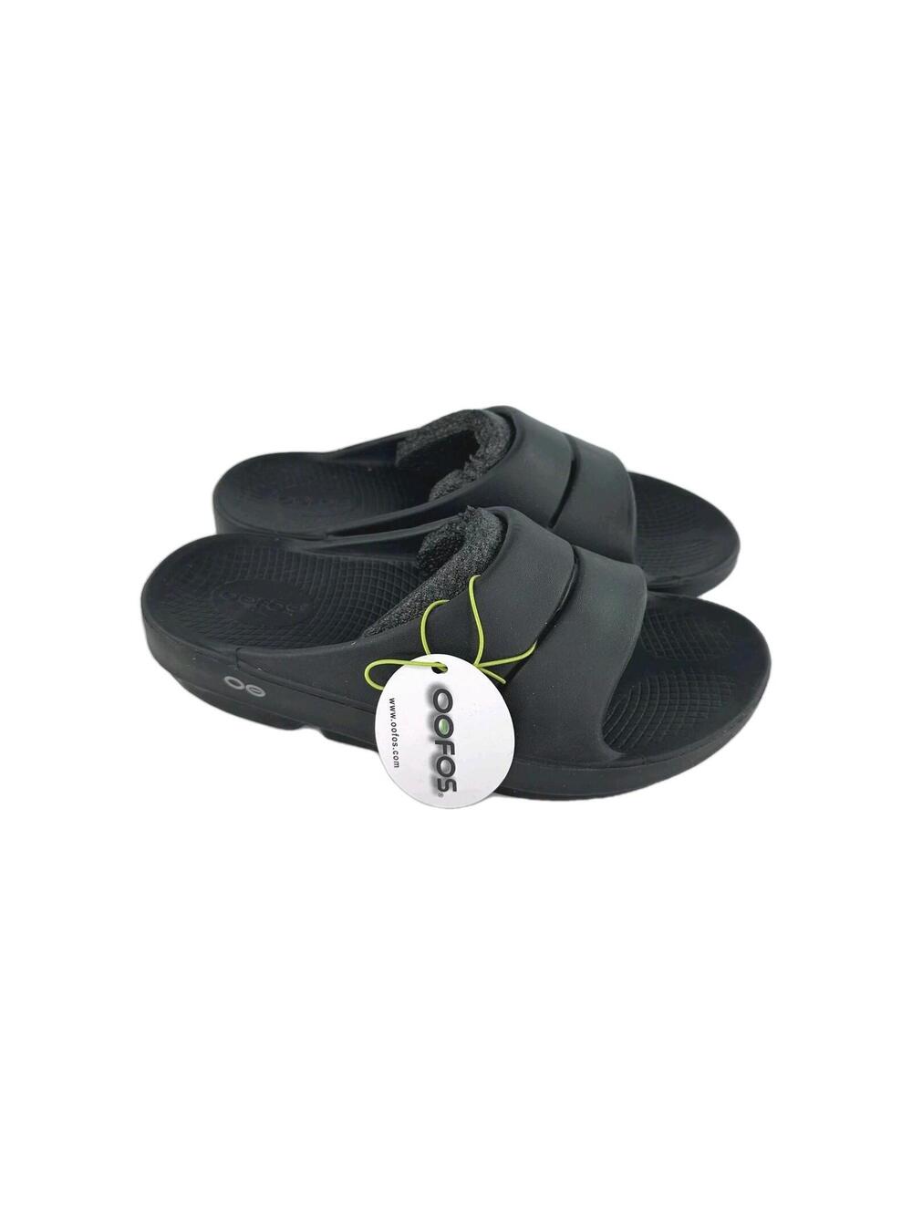 OOFOS OOahh Slide Recovery Sandal US 9 Black Comfort Slip On Shoes